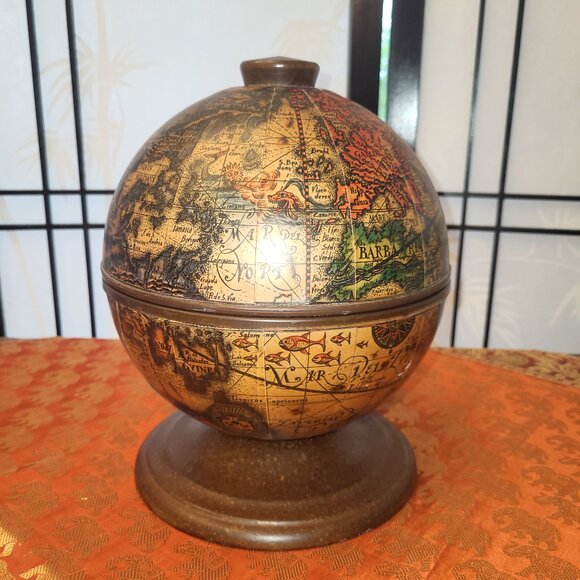 MCM MERCURIO D’ORO World Map Globe Ice Bucket Barware - Picture 1 of 11